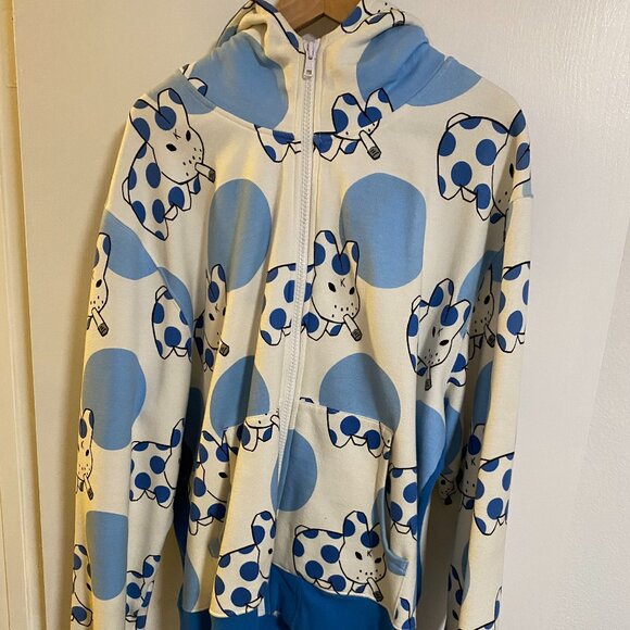 Kidrobot x Frank Kozik VINTAGE Polka Dot LARGE Labbit Zip Up Hoodie SZ XXL $180 - Picture 1 of 8